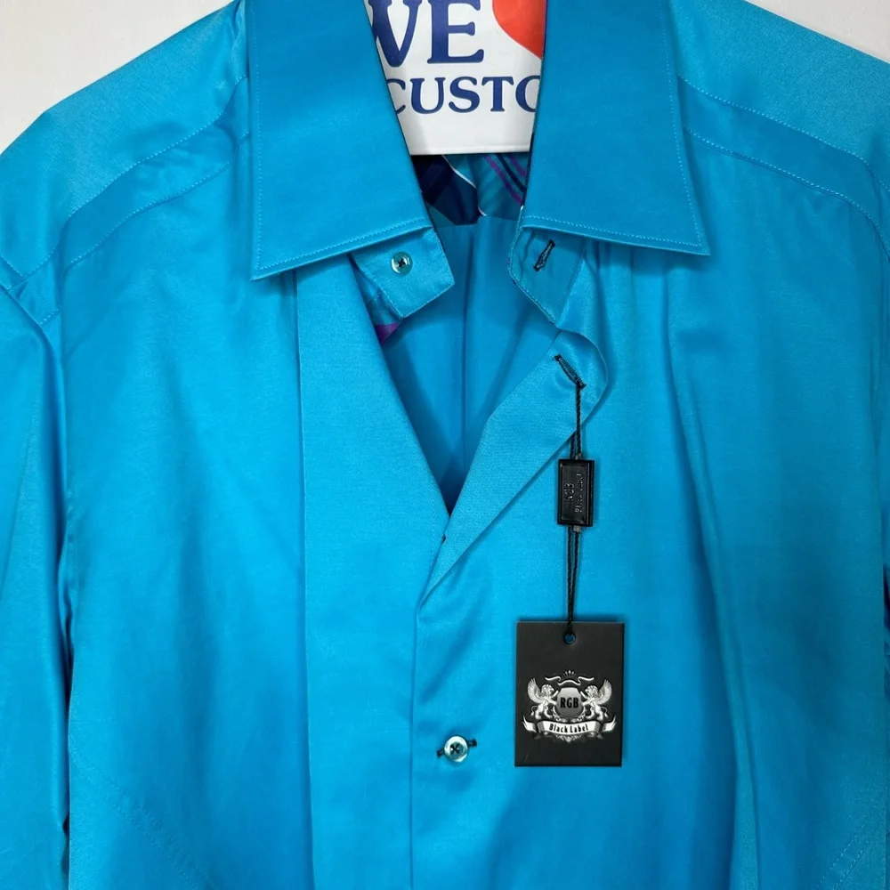 RGB Black Label Men’s XL Blue Dress Shirt (cotton/microfiber) NWt - Picture 4 of 7
